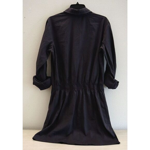 Monrow HD0511 Women Sz M Faded Black Poplin Button-Up Collared Shirt Dress - Picture 4 of 13